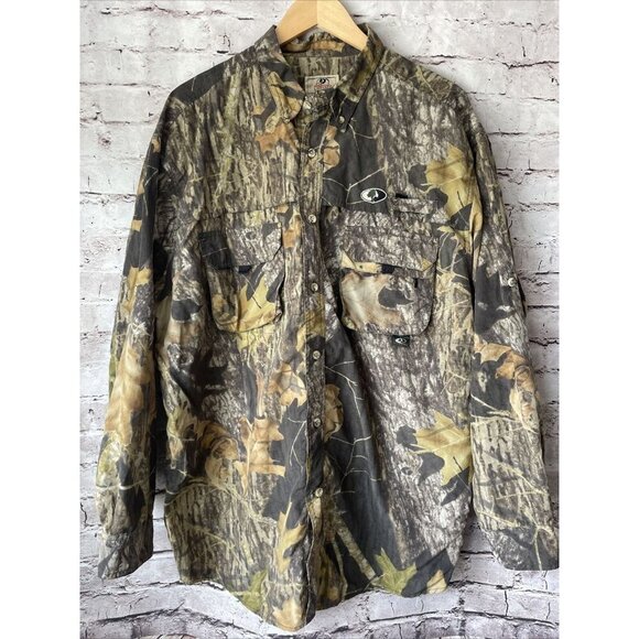 Mossy Oak Mens XL Long Sleeve Camo Vented Shirt Hunting Roll Tab Sleeve - Picture 1 of 6